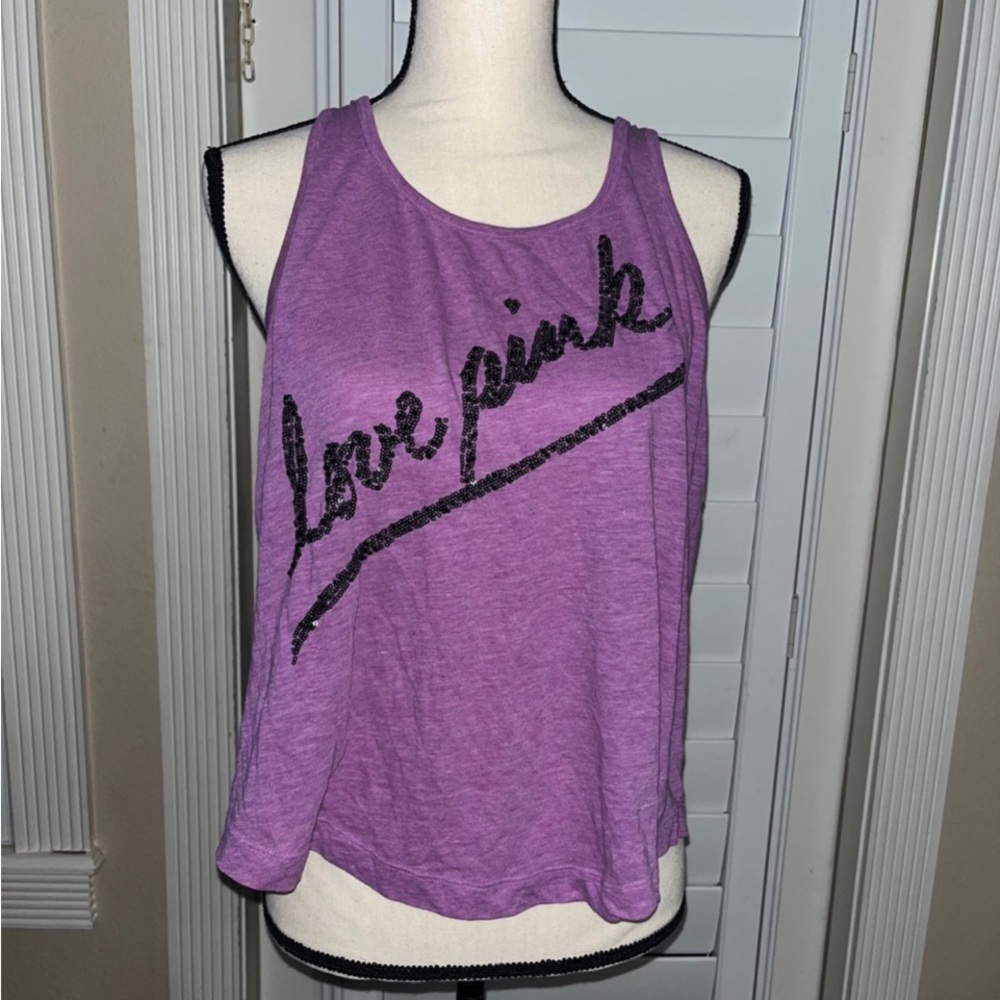 Pink Victoria’s Secret Purple bling racer back tank top